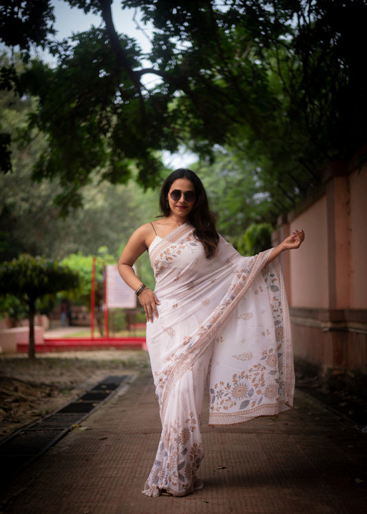 lightweight pure georgette saree