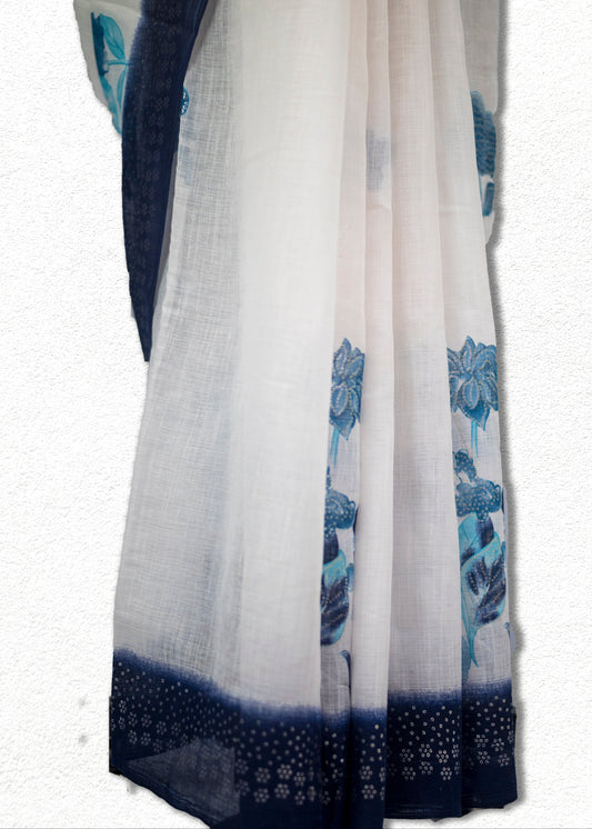 Soft handwoven khadi cotton saree with natural texture and elegant drape