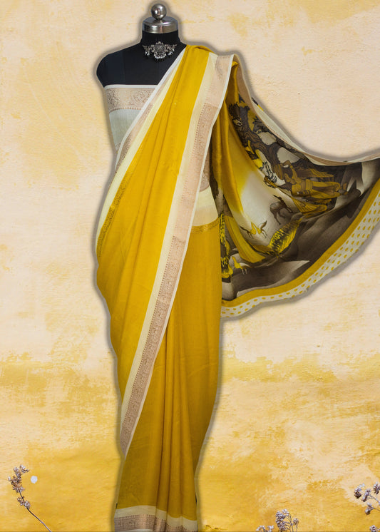 Premium Mysore silk crepe saree with soft drape and zari border