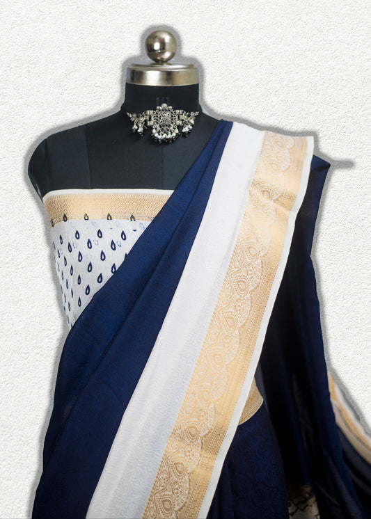 Premium Mysore silk crepe saree with soft drape and zari border