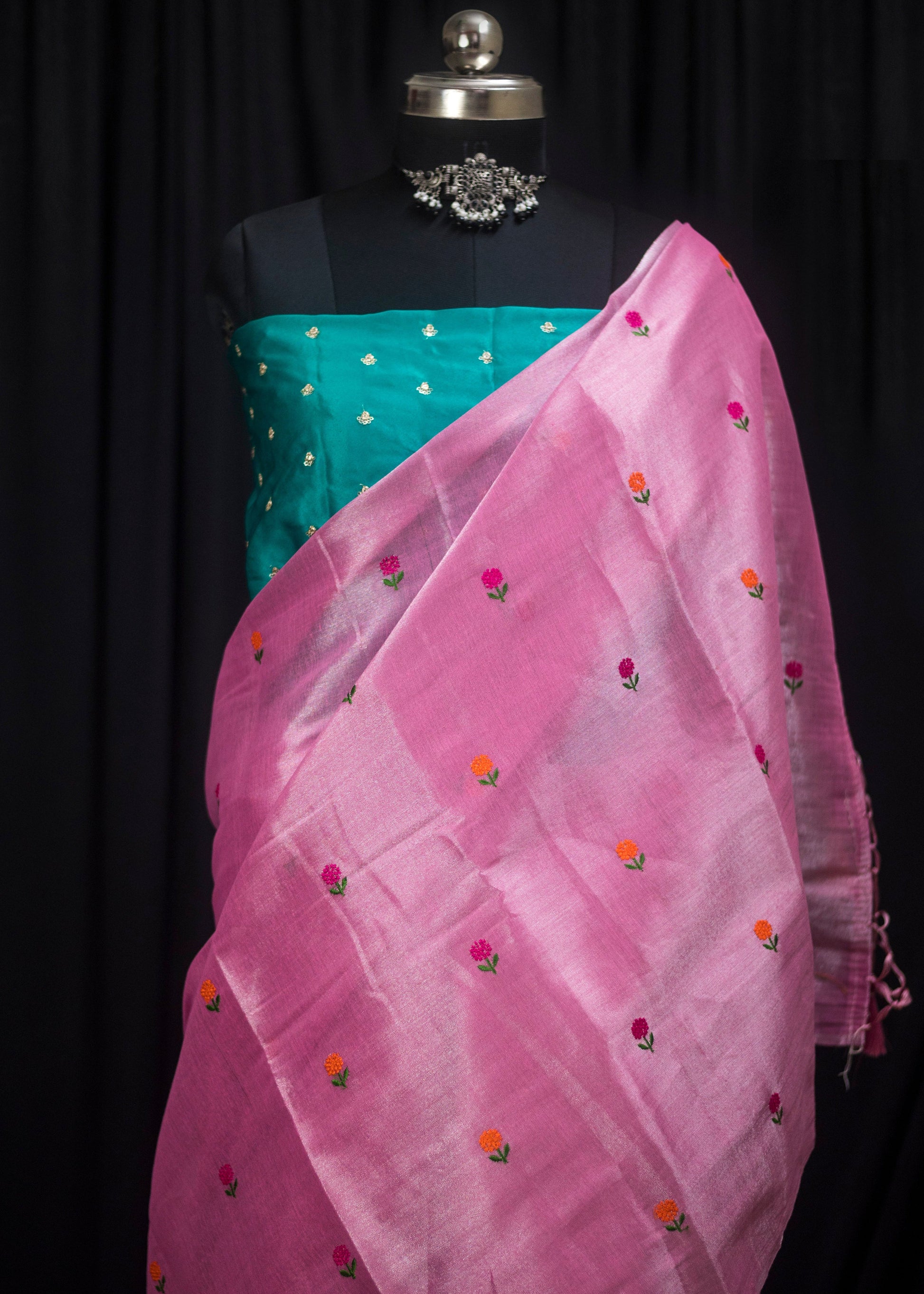  Premium Linen Silk Blend with Shimmer Finish
