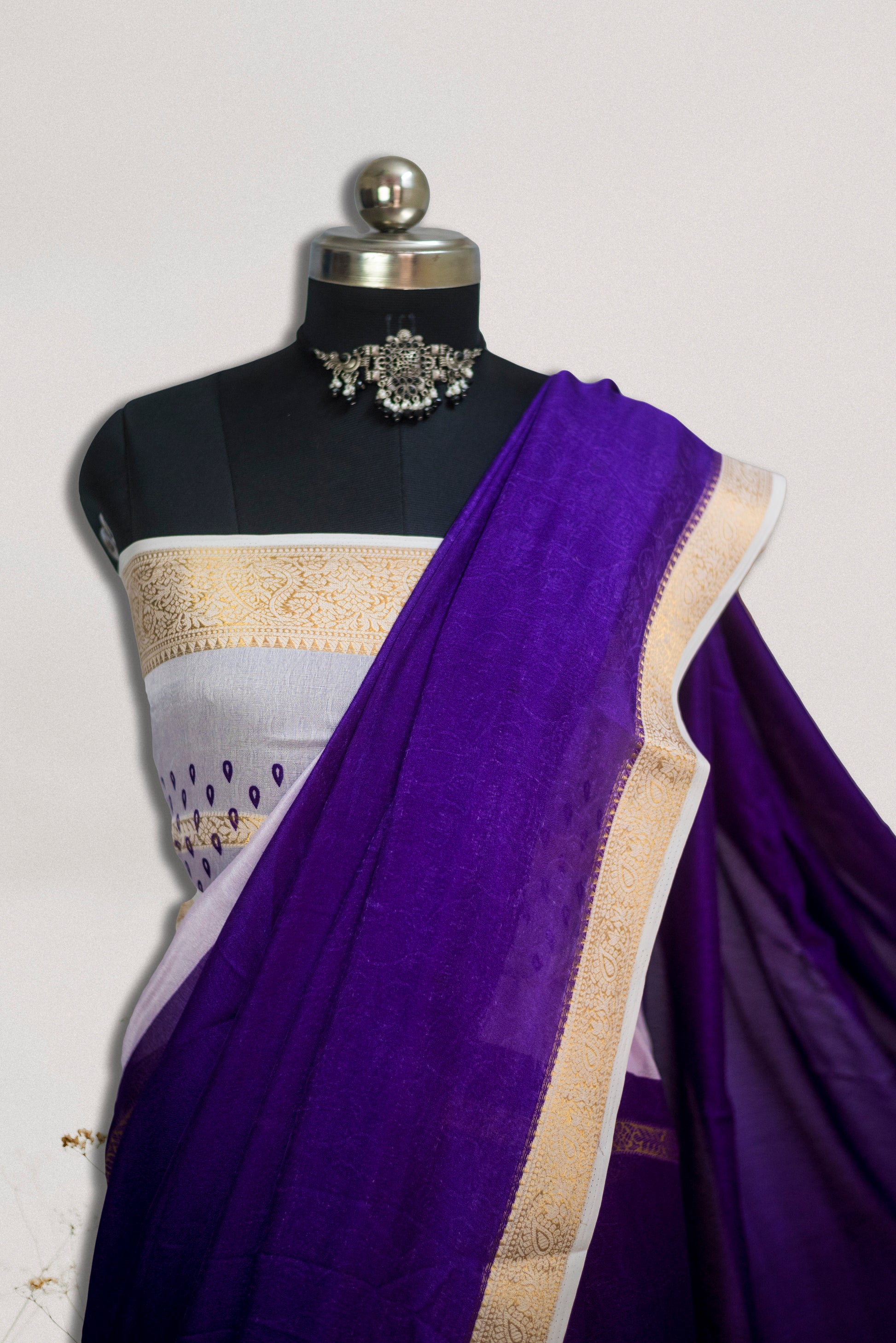 Premium Mysore silk crepe saree with soft drape and zari border
