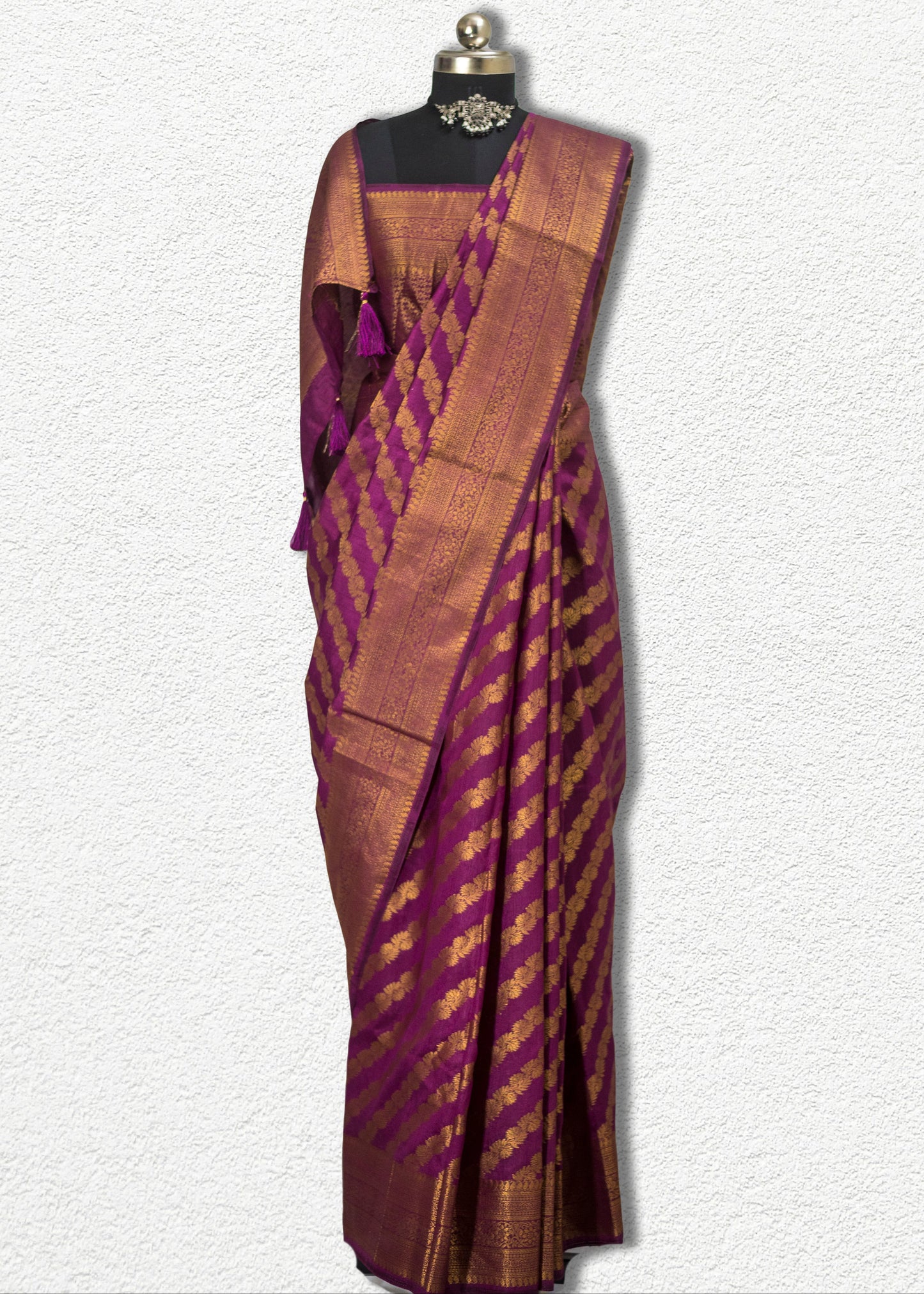 Soft Banarasi silk blend saree with zari motifs and lightweight drape