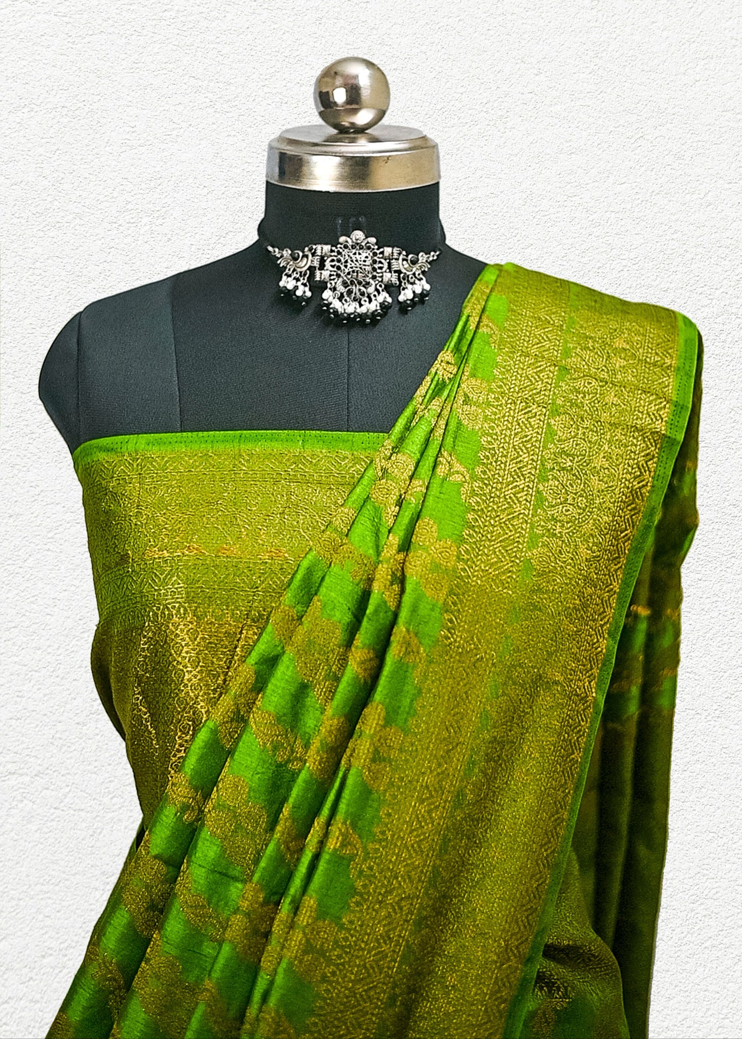 Soft Banarasi silk blend saree with golden zari design