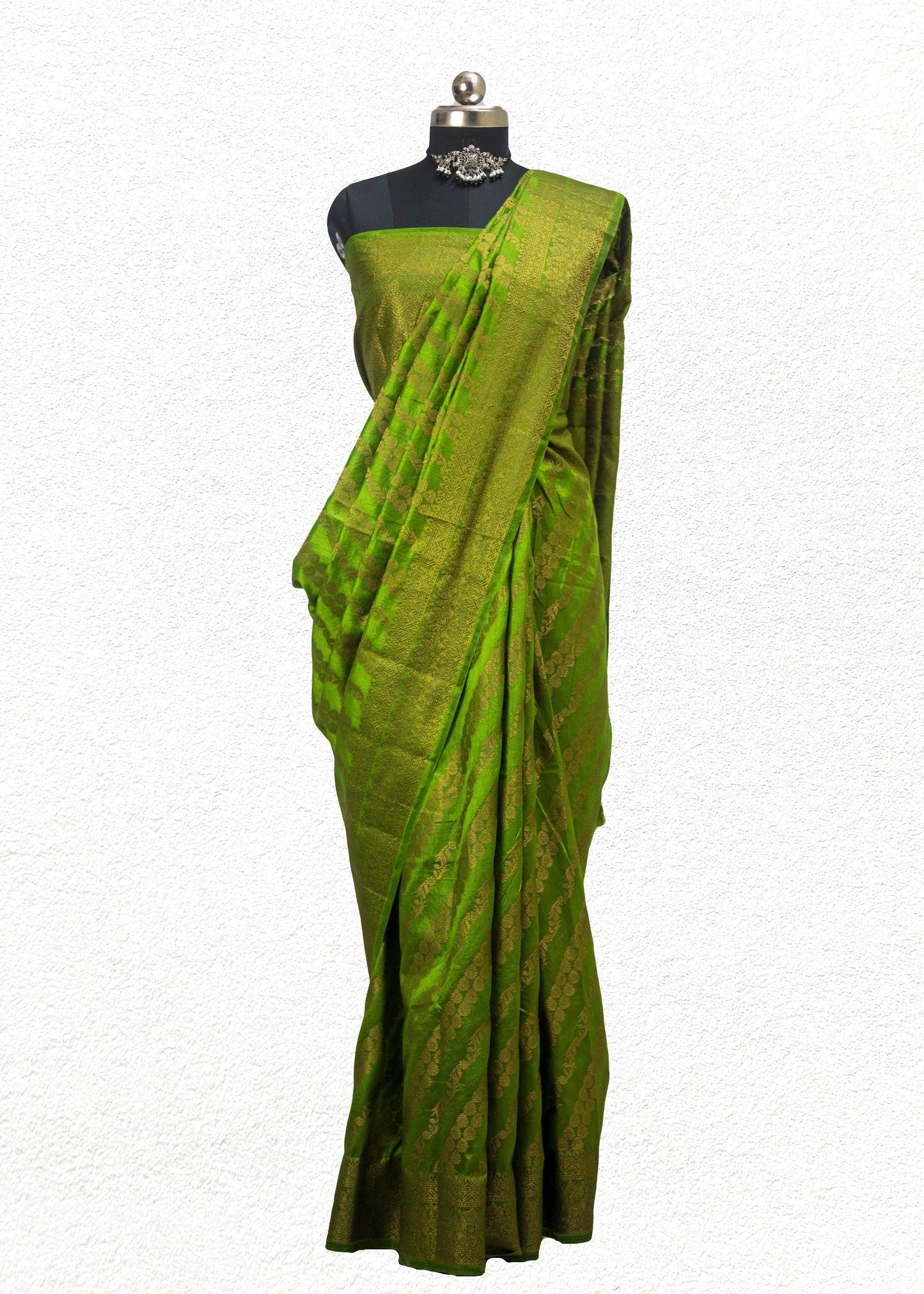 Soft Banarasi silk blend saree with golden zari design