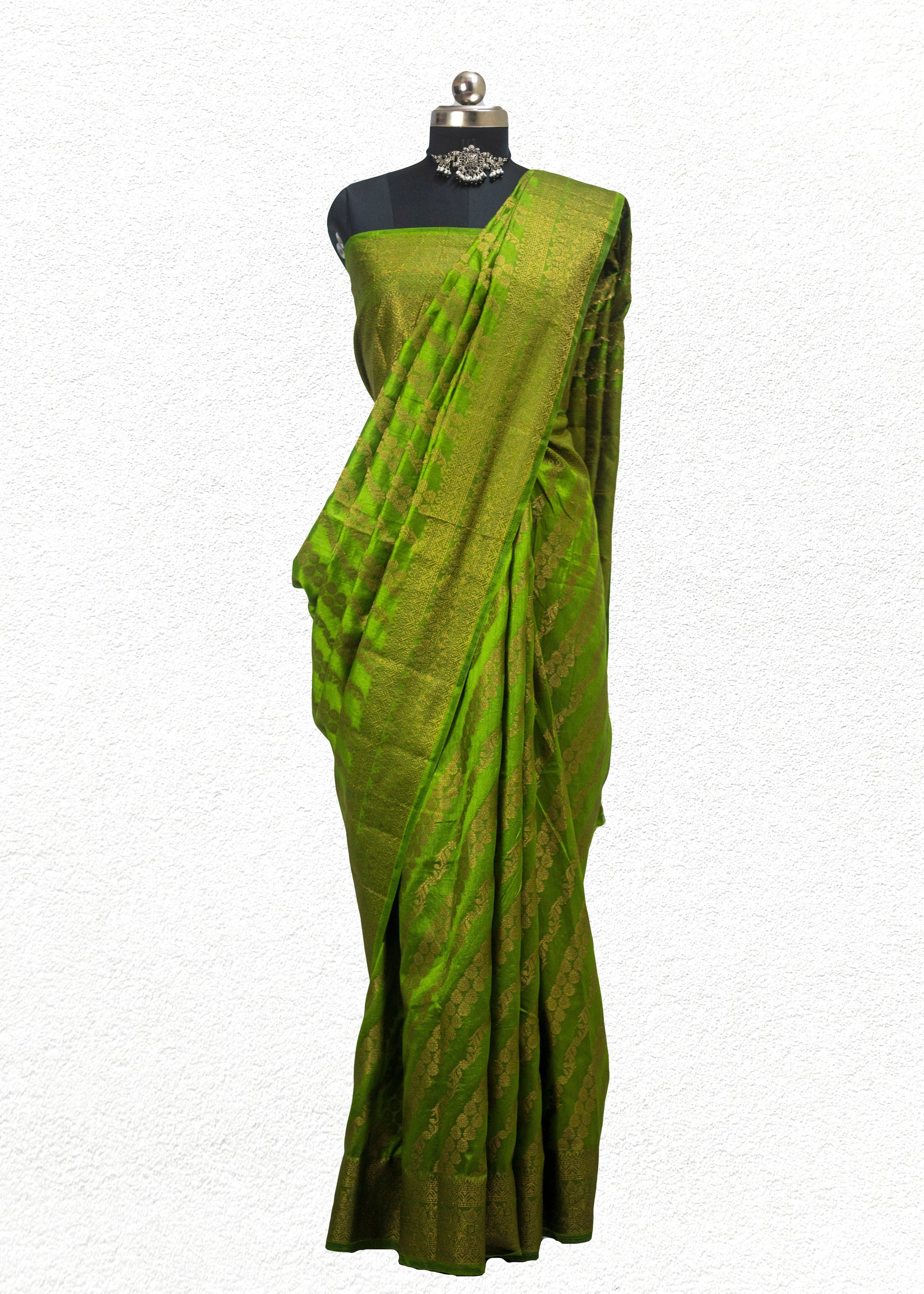Soft Banarasi silk blend saree with golden zari design