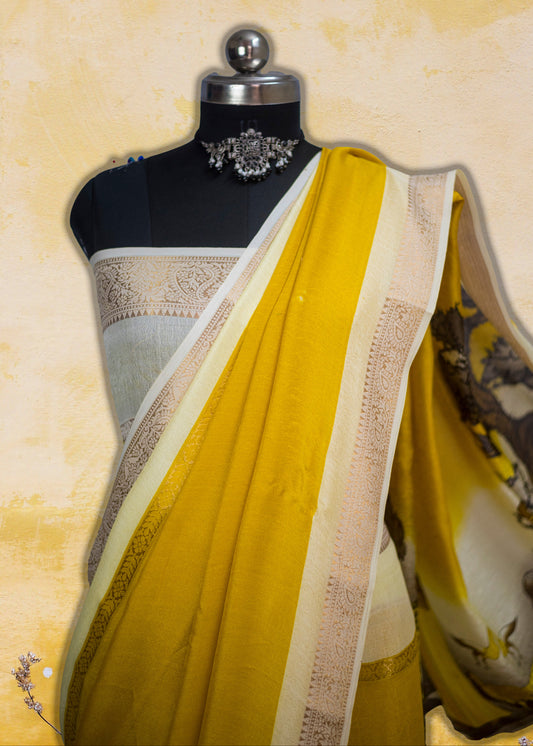 Premium Mysore silk crepe saree with soft drape and zari border