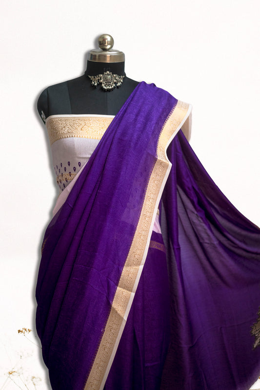 Premium Mysore silk crepe saree with soft drape and zari border