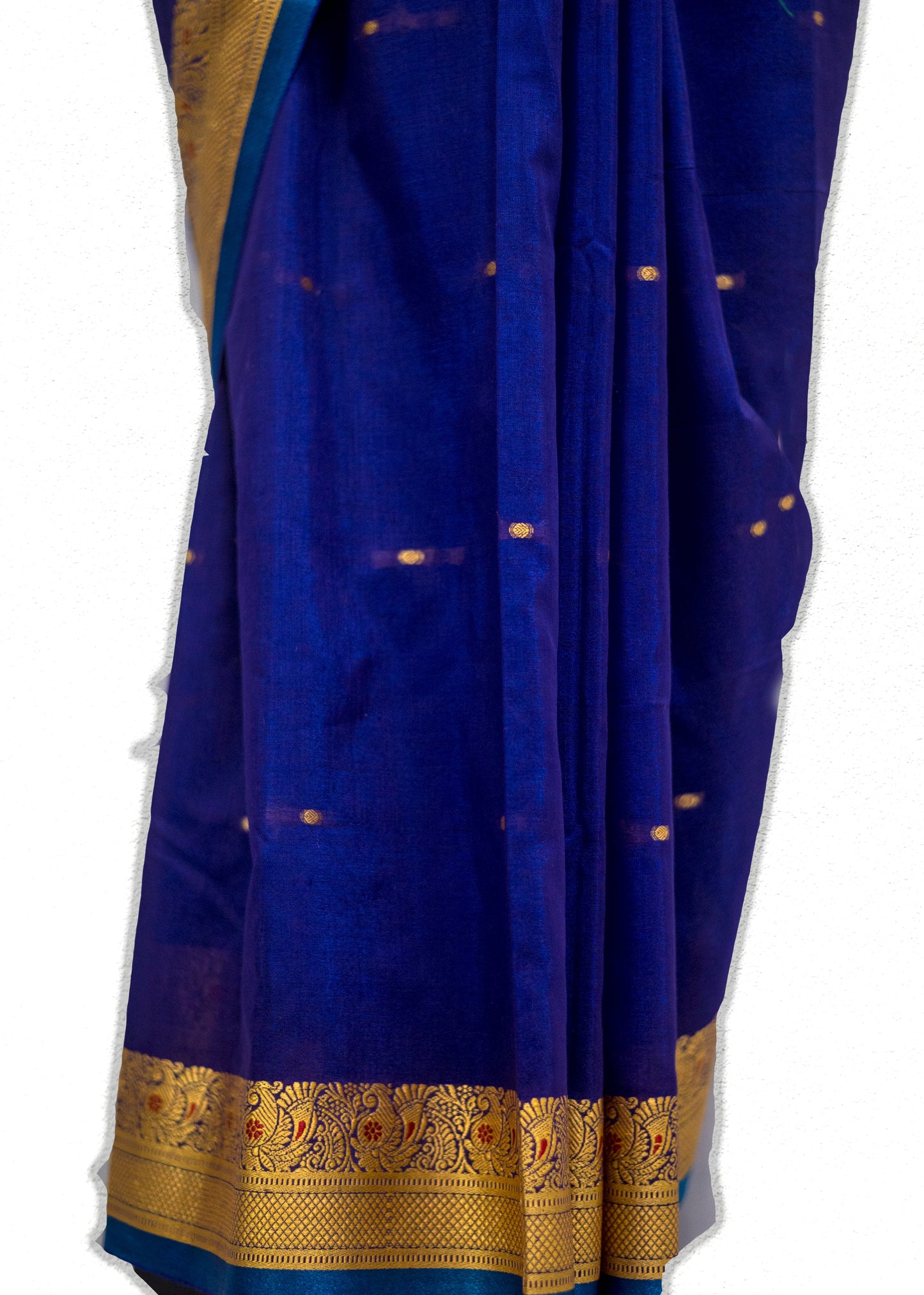 Pure Paithani silk blend saree with traditional zari border and peacock pallu