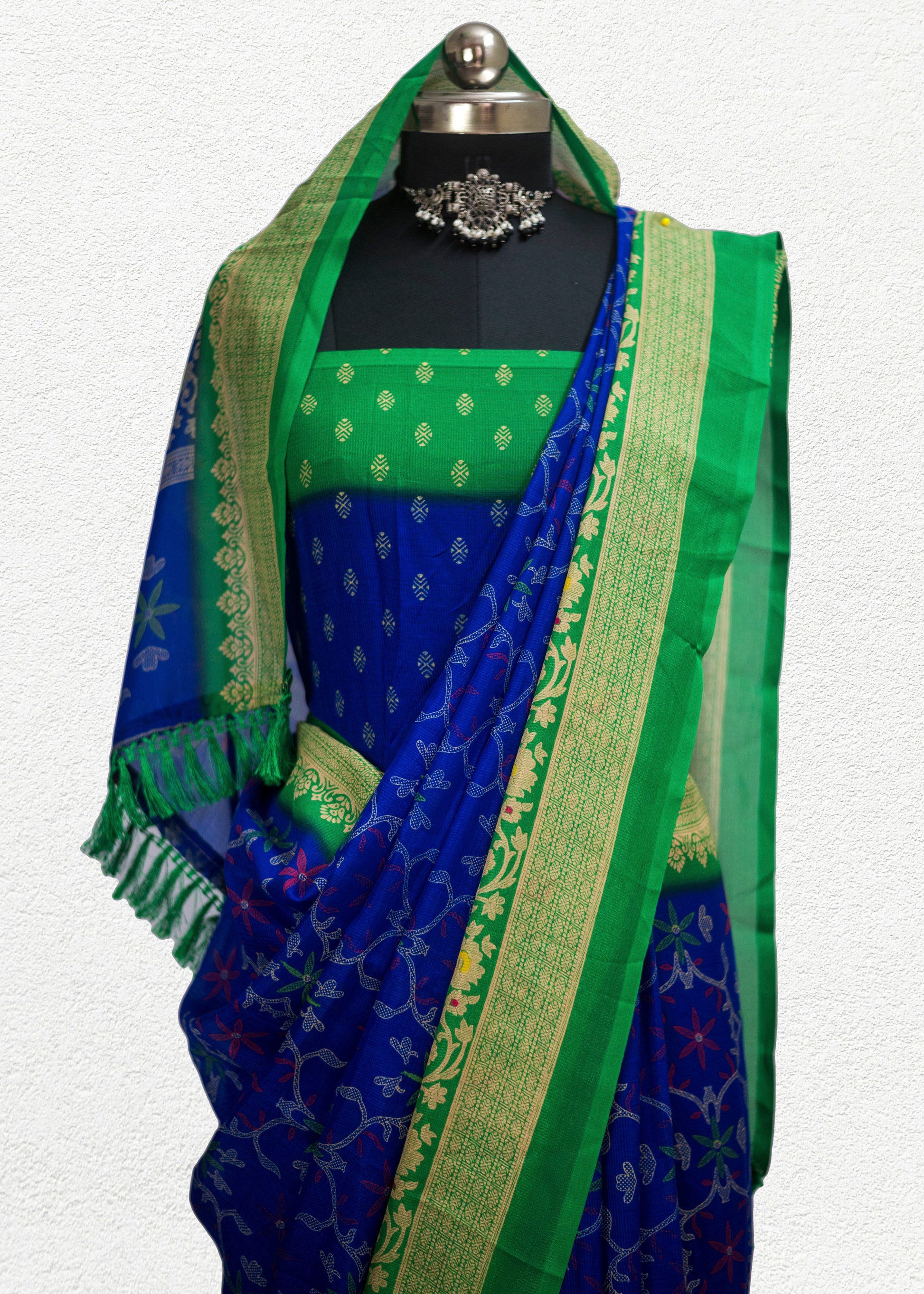 Premium soft silk blend saree with lightweight drape and elegant sheen