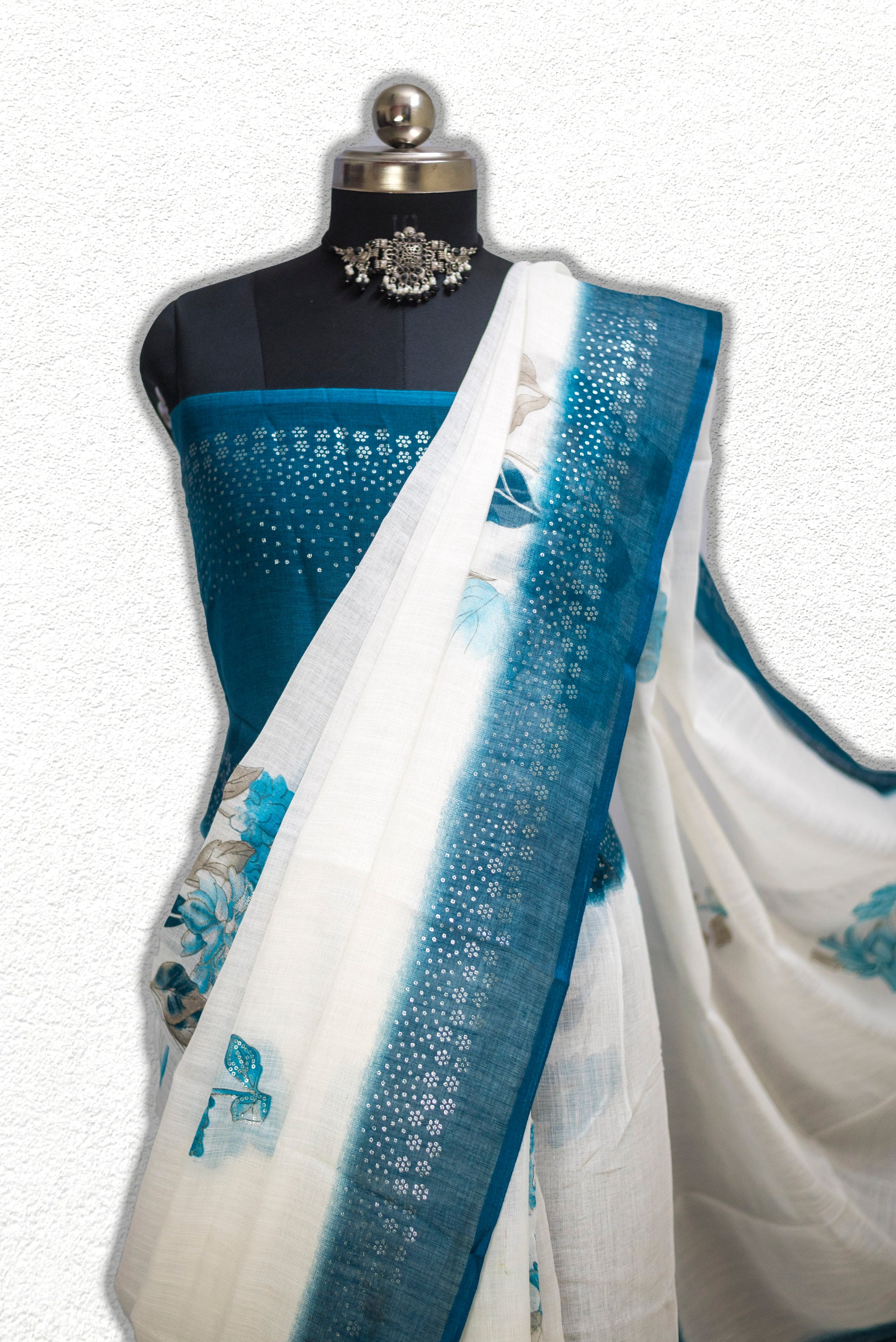 Soft handwoven khadi cotton saree with natural texture and elegant drape