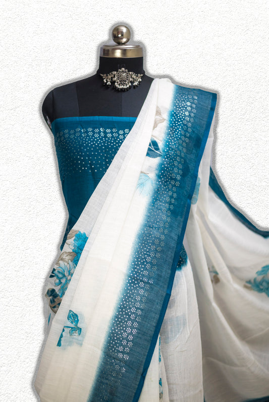 Soft handwoven khadi cotton saree with natural texture and elegant drape